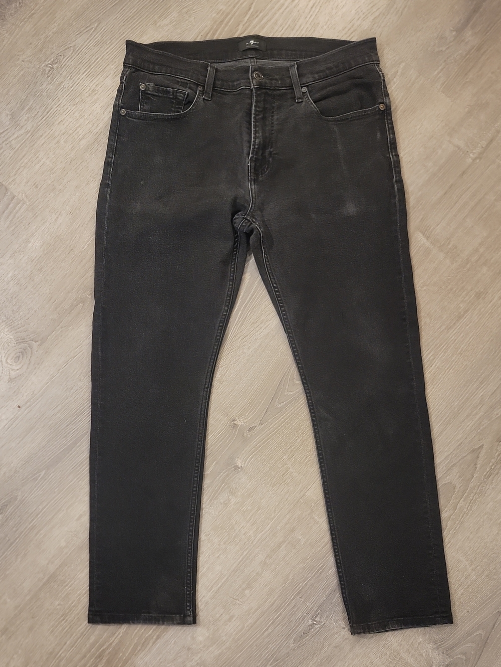 7 For All Mankind Men’s Washed Black Skinny Jeans Size 33